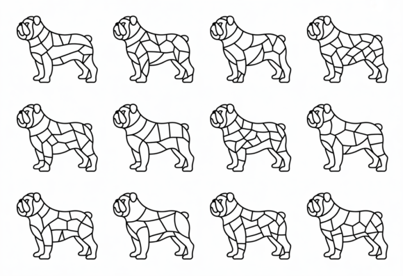 Bulldog Stained Glass Art Dog Outline