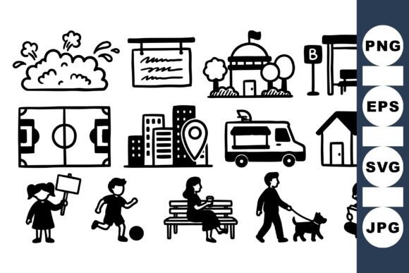 City Life Silhouette Icon Set