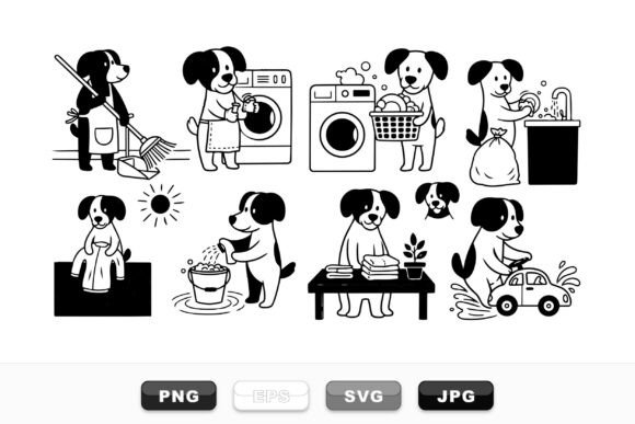 Cute Dog Laundry Chores Set