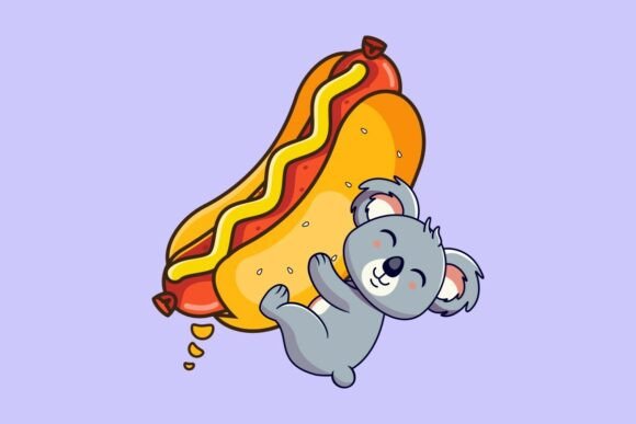 Cute Koala Hugging Delicious Hot Dog