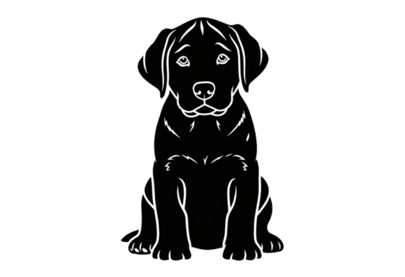 Cute Sitting Black Labrador Puppy Dog