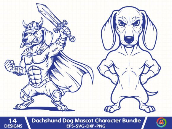 Dachshund Dog Mascot Character Bundle