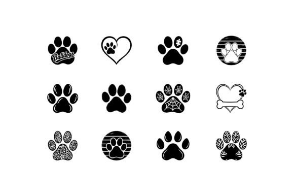 Decorative Paw Print Silhouette Bundle