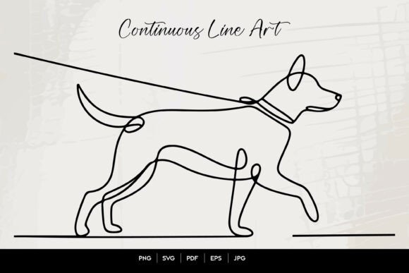Dog on Leash Line Art Review