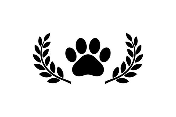 Dog Paw Laurel Emblem Vector