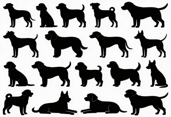 Dog Silhouettes Bundle Various Breeds