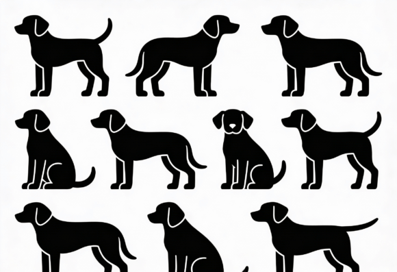 Dog Silhouettes Vector Clipart Set