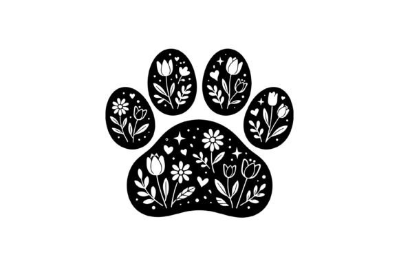 Floral Paw Print Silhouette
