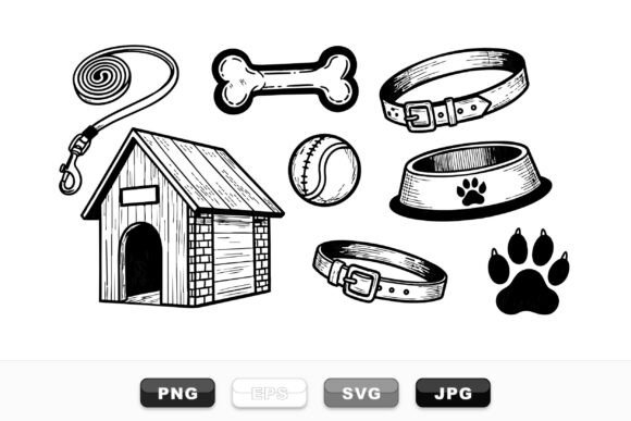 Hand Drawn Dog Supplies Clipart