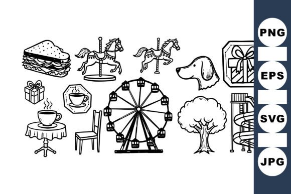 Hand Drawn Fun Fair Clipart Set
