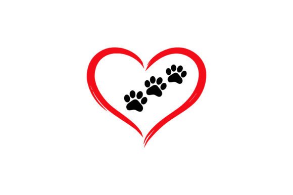 Heart with Paw Prints Love