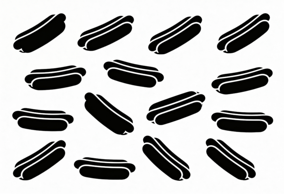 Hot Dog Icon Pattern Black White Vector