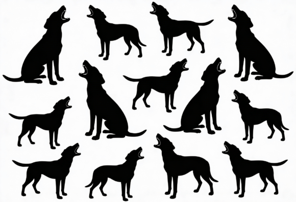 Howling Dog Silhouettes Pack