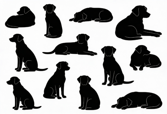 Labrador Dog Silhouette Clipart Bundle