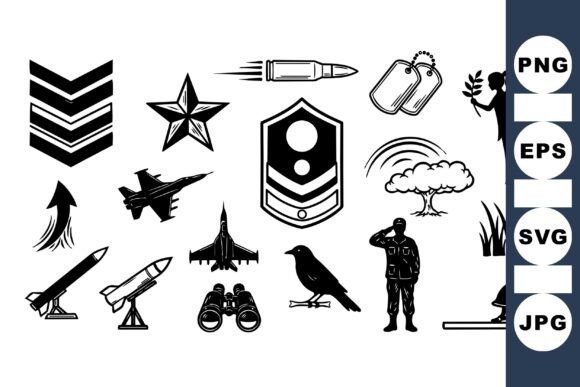 Military Icon Silhouette Set