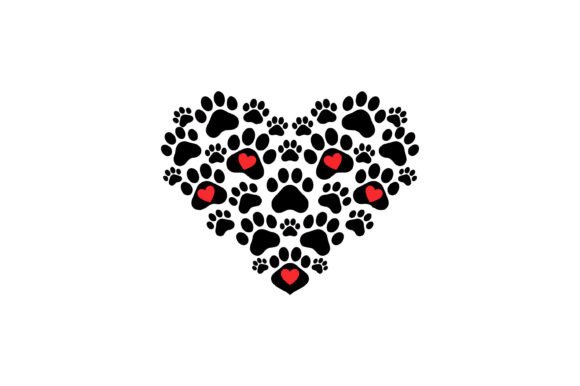 Paw Print Heart Love