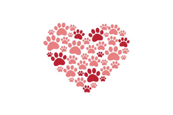 Paw Print Heart Pet Love