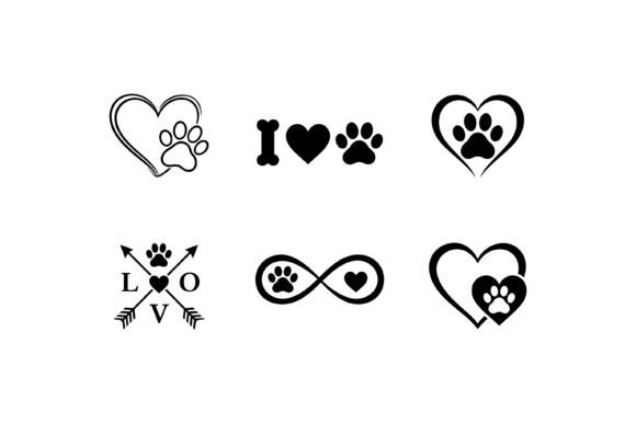 Pet Love Paw Heart Icon Set