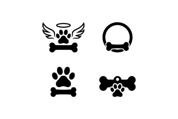 Pet Memorial and Paw Logo Set