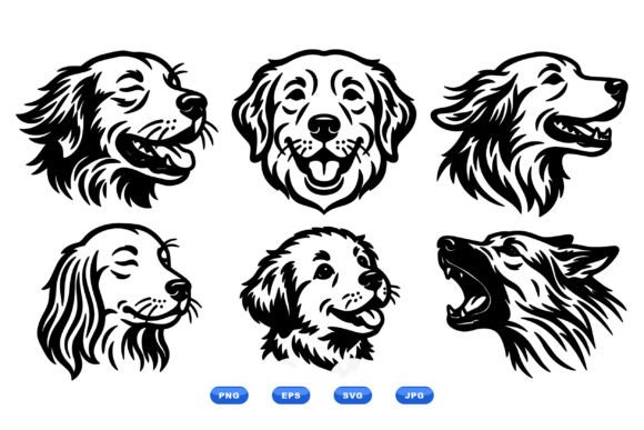 Playful Dog Head Clipart Set