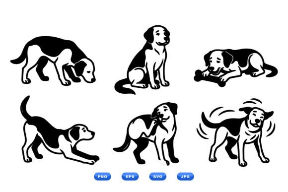 Playful Dog Silhouette Clipart