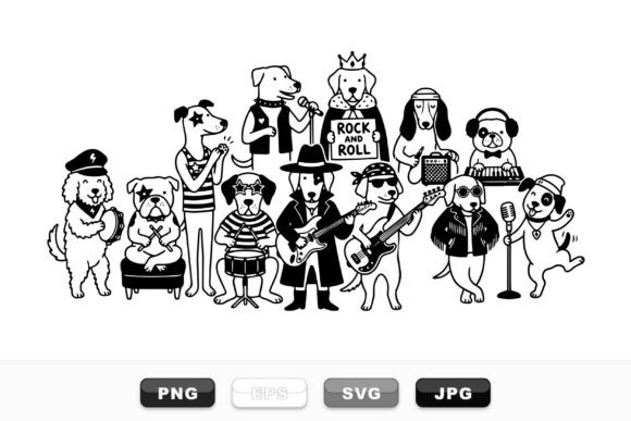 Rock and Roll Dog Band Clipart