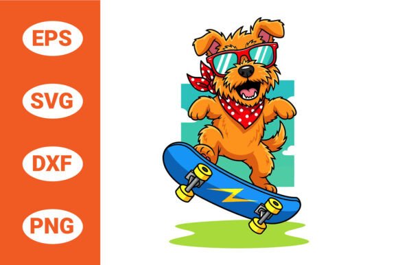 Skateboarding Dog with Sunglasses Vector