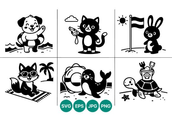 Summer Animals Toys Vector Art Set