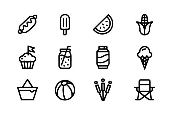 Summer Picnic Beach Vector Silhouette