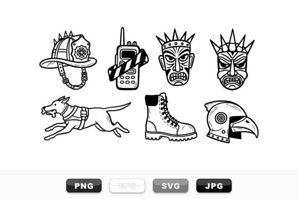 Tattoo Style Badge Clipart Set
