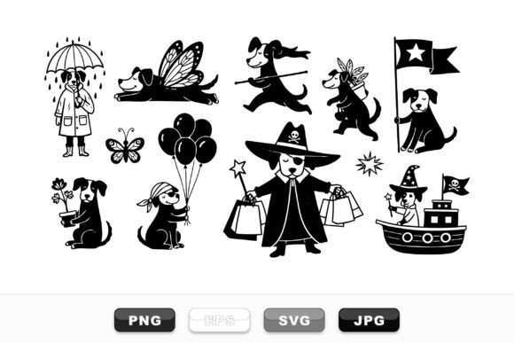 Whimsical Dog Character Clipart Set