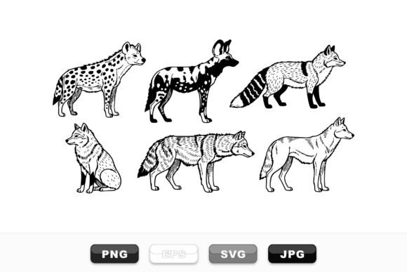 Wild Canine Animal Clipart Set